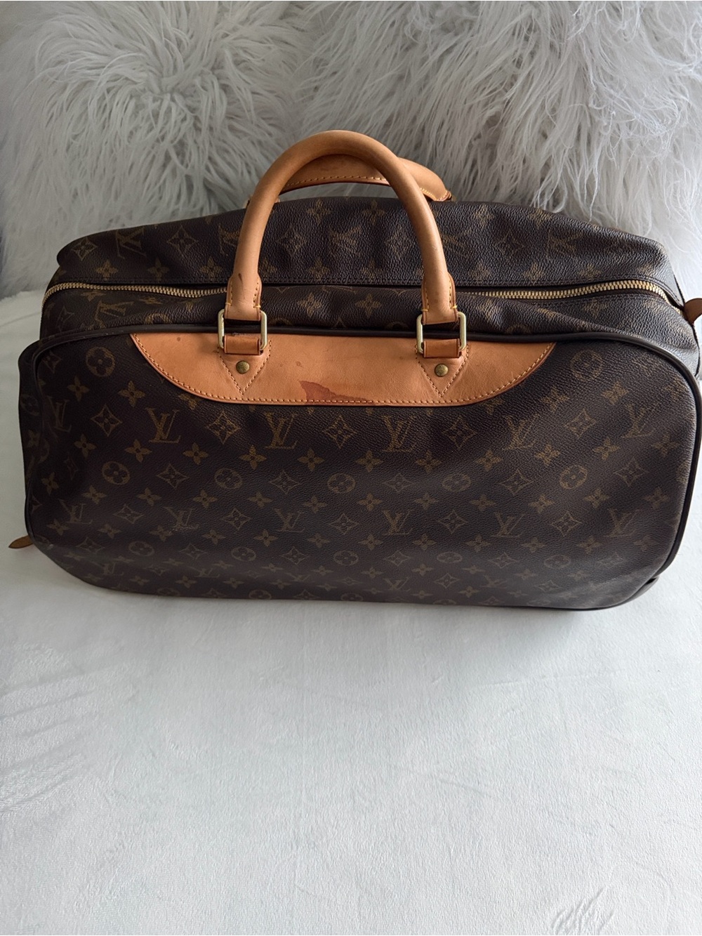Louis Vuitton Monogram Travel Bag with Tan Leather Trim